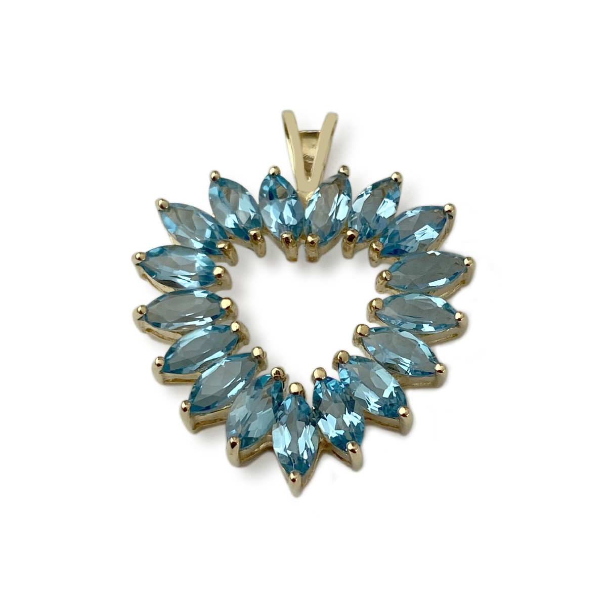 Pendentif coeur d'occasion or 750 jaune topaze bleue