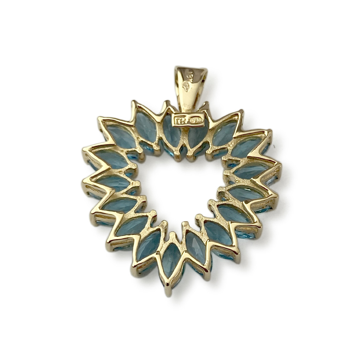 Pendentif coeur d'occasion or 750 jaune topaze bleue - vue 2