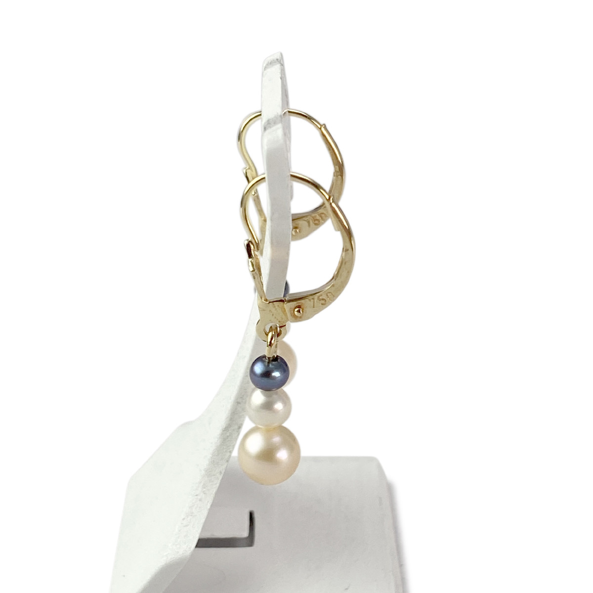 Boucles d'oreilles dormeuses d'occasion or 750 jaune perles de culture - vue 2