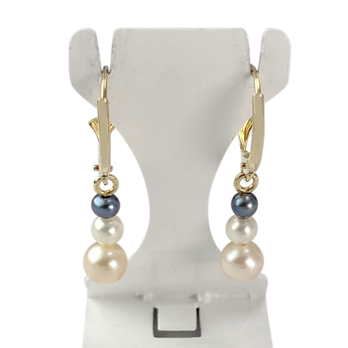 Boucles d'oreilles dormeuses d'occasion or 750 jaune perles de culture - vue 3