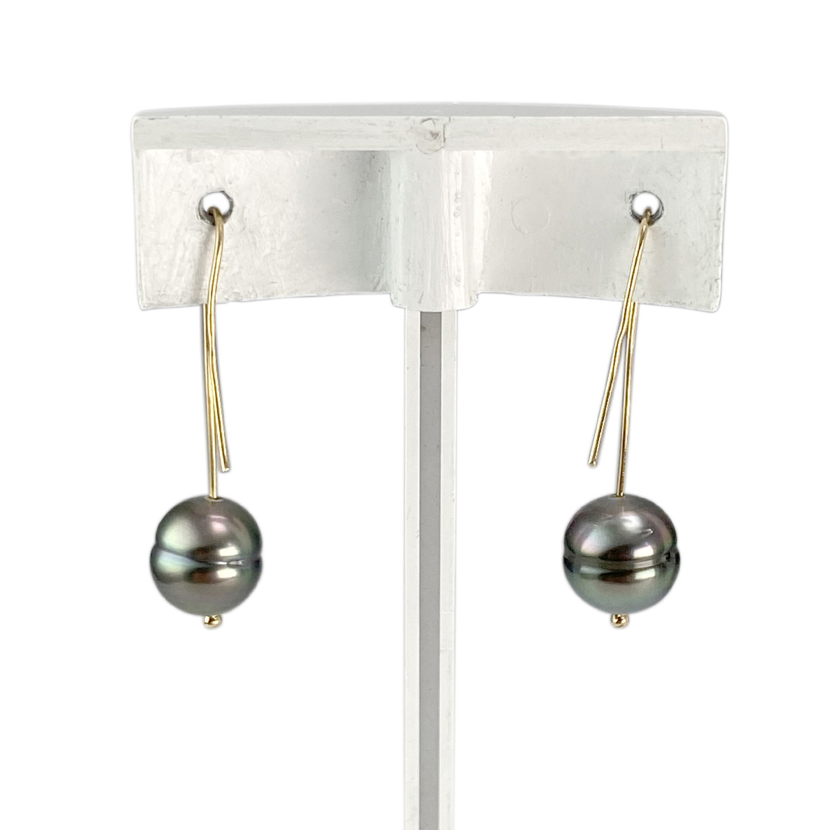 Boucles d'oreilles pendants d'occasion or 750 jaune perles de tahiti - vue 3