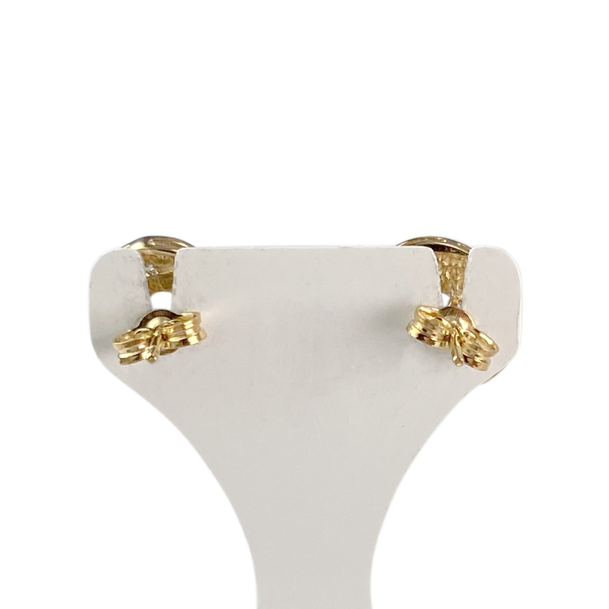 Boucles d'oreilles clous d'occasion or 750 2 tons diamants saphirs - vue 3