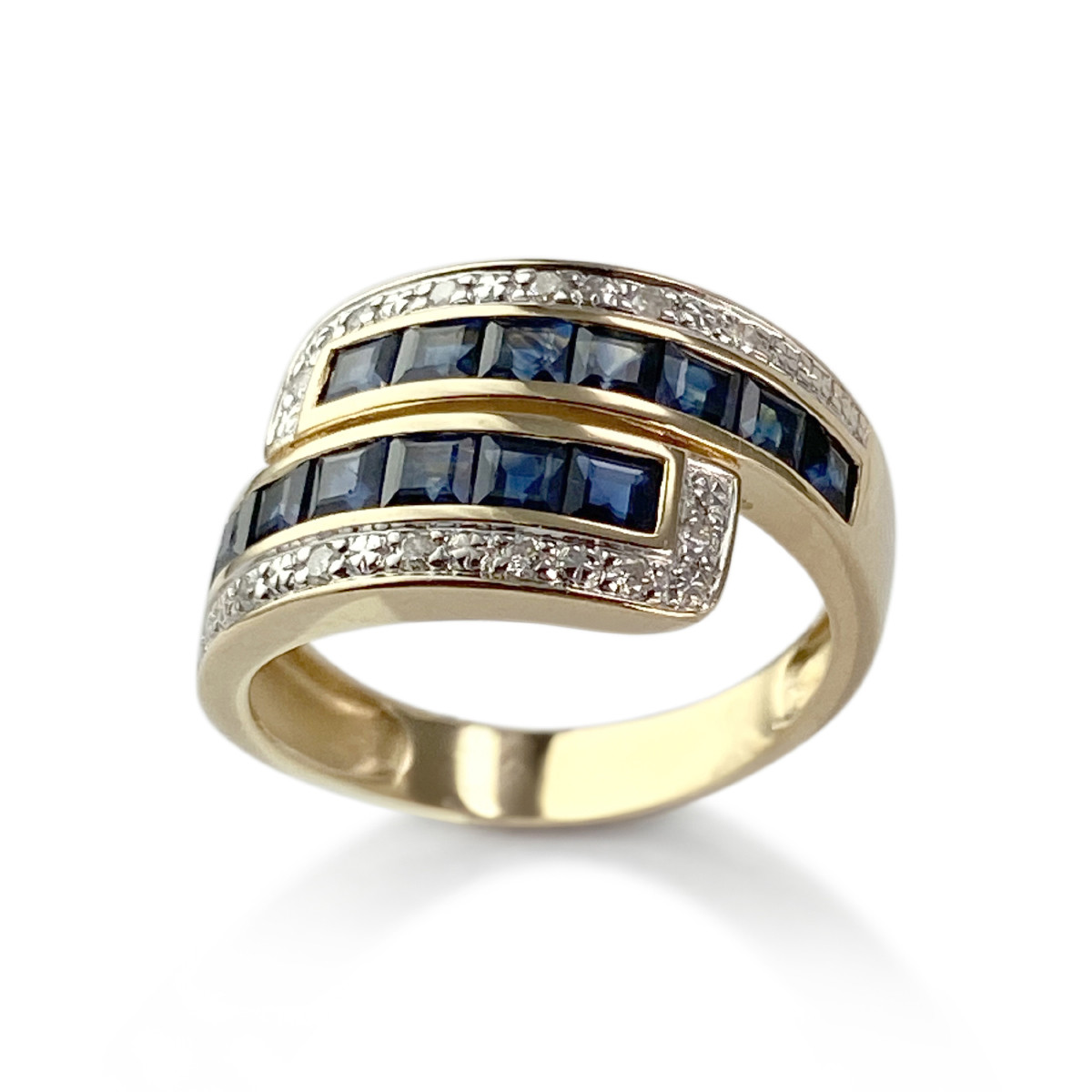 Bague d'occasion or 750 2 tons diamants saphirs