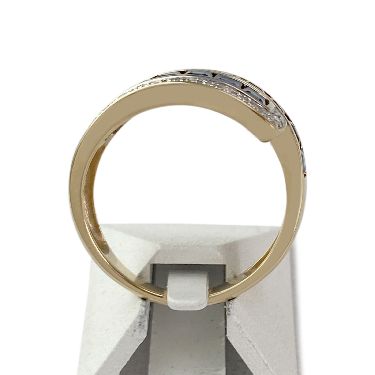 Bague d'occasion or 750 2 tons diamants saphirs - vue 3