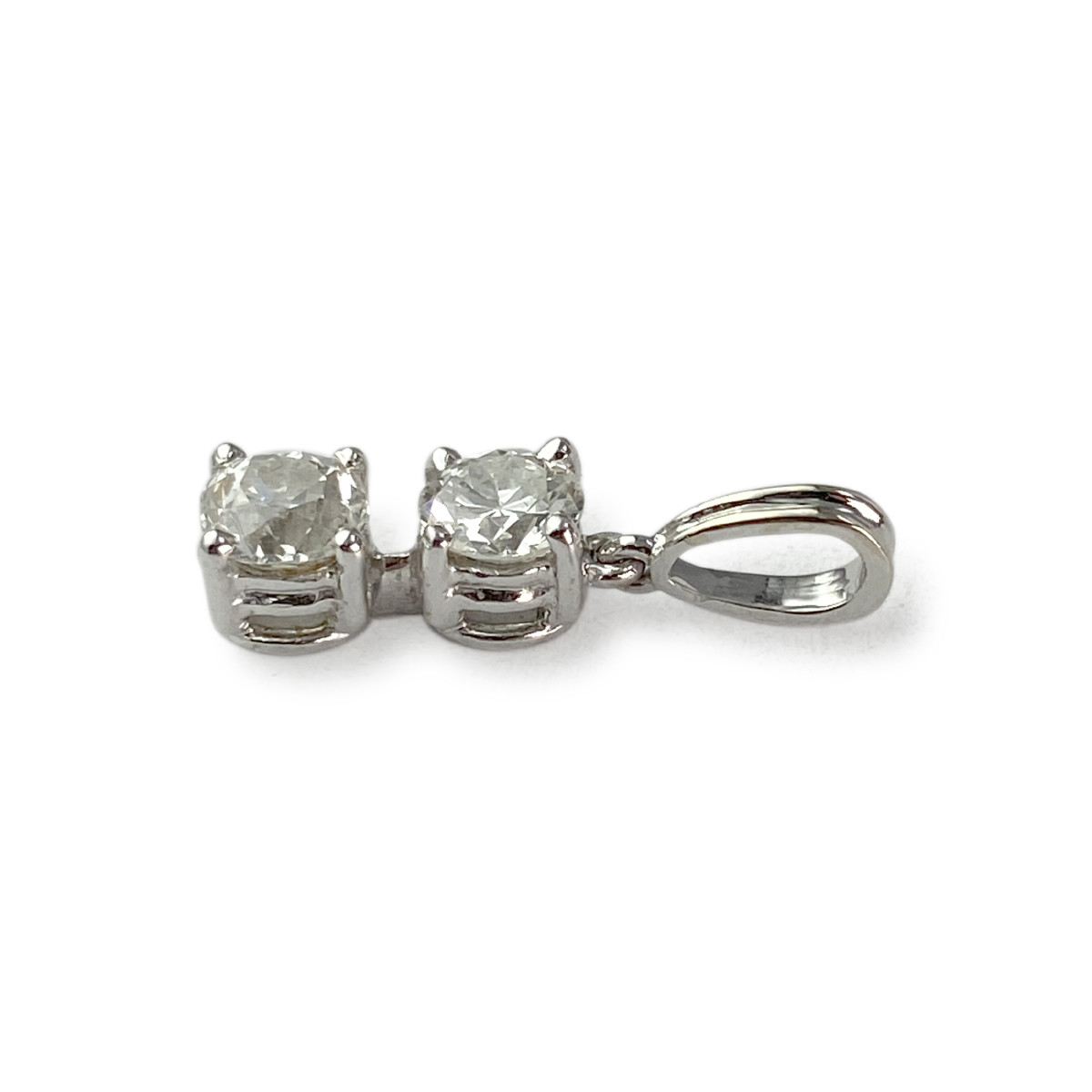 Pendentif d'occasion or 750 blanc diamants - vue 3