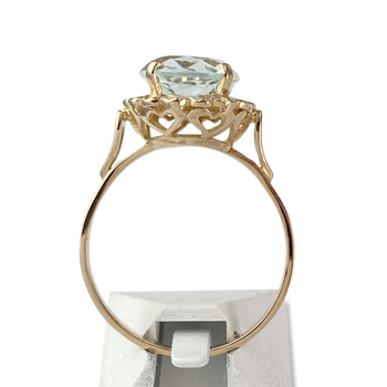 Tweedehands gouden 750 gele aquamarijn ring