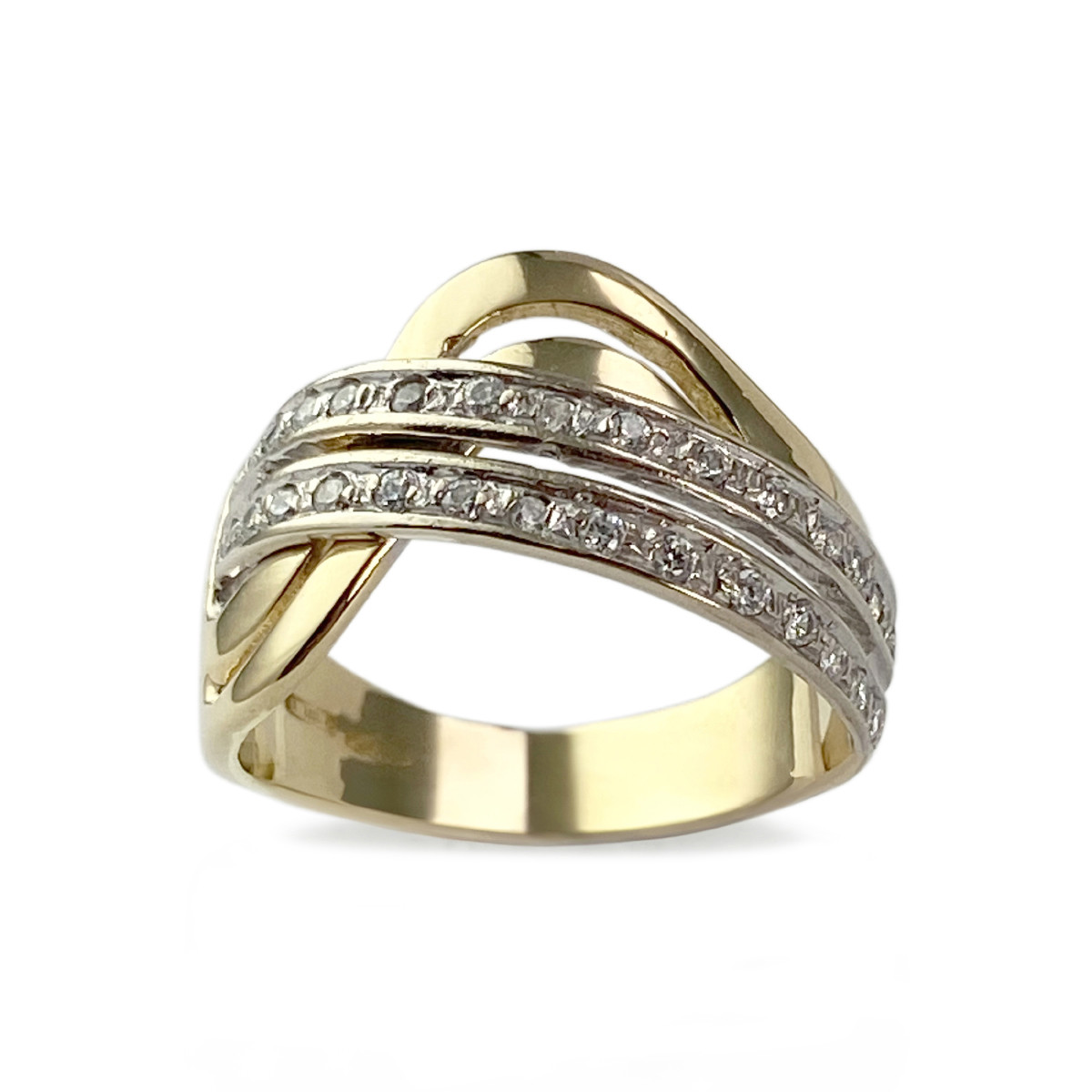 Bague d'occasion 2 ors 750 zirconias