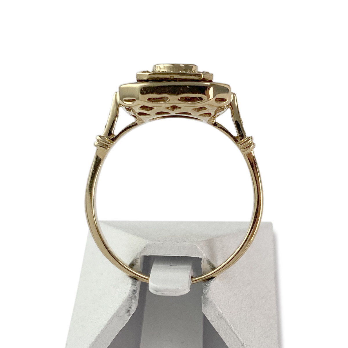 Second hand gold 750 yellow sapphires diamonds ring - view 3