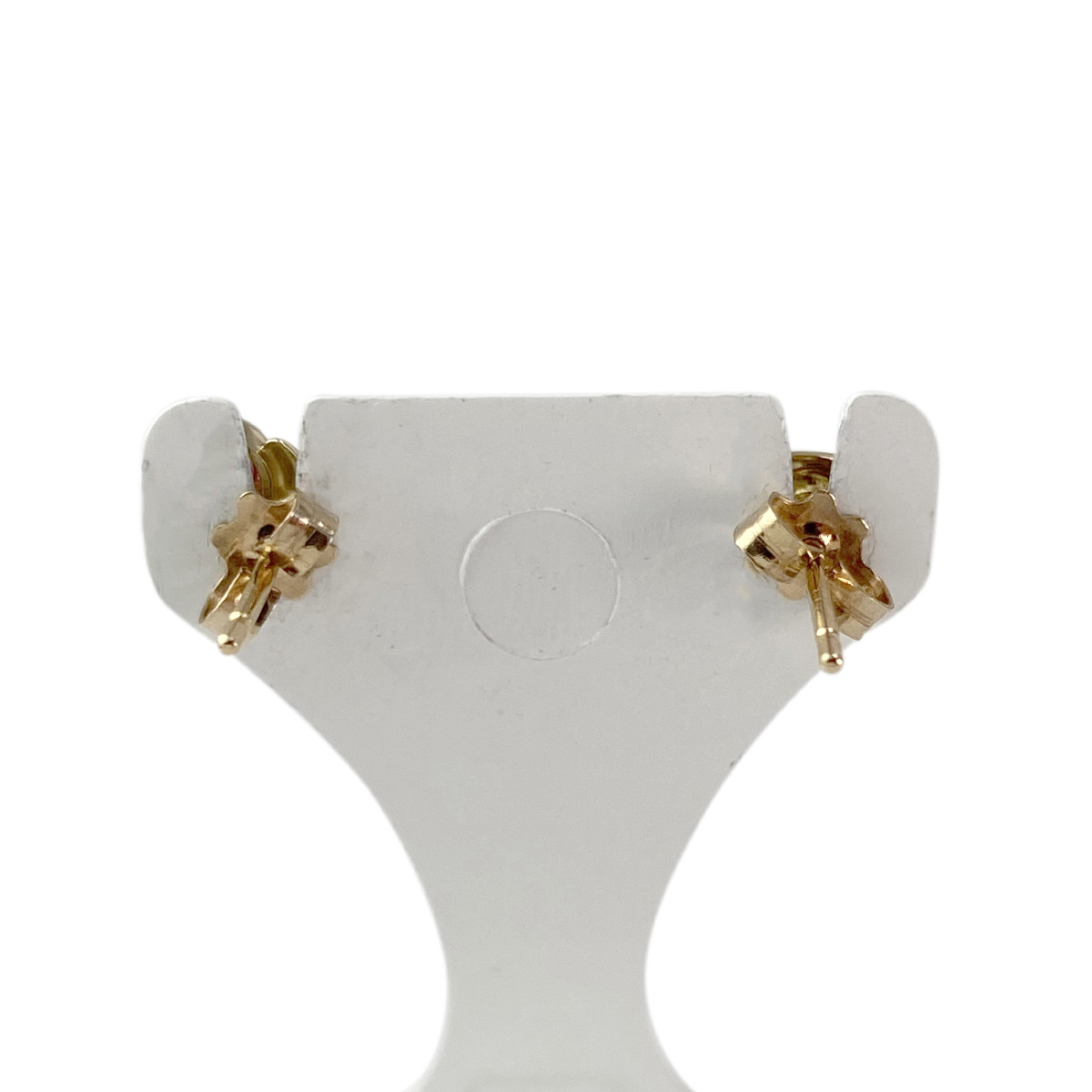 Boucles d'oreilles clous d'occasion or 750 jaune rubis zirconias - vue 3
