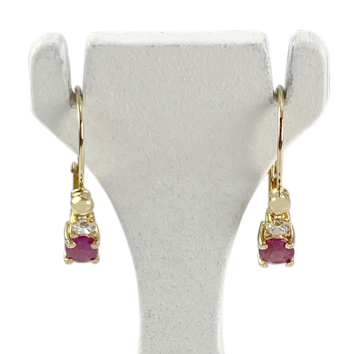 Boucles d'oreilles brisures d'occasion or 750 jaune rubis zirconias