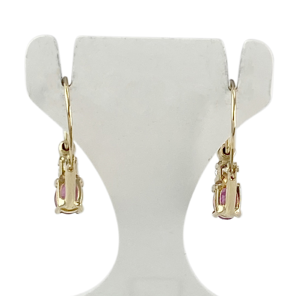 Boucles d'oreilles brisures d'occasion or 750 jaune rubis zirconias - vue 3