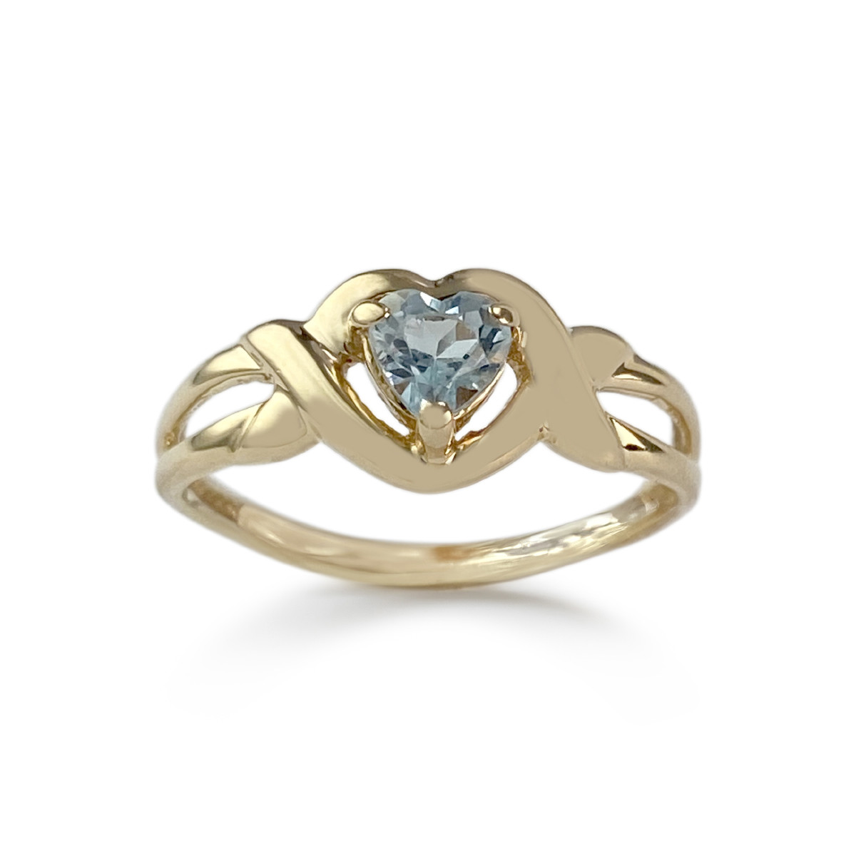Bague d'occasion or 750 jaune topaze traitée sky blue coeur