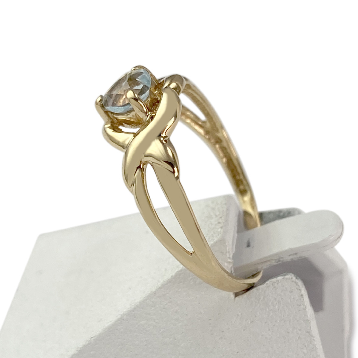 Bague d'occasion or 750 jaune topaze traitée sky blue coeur - vue 2