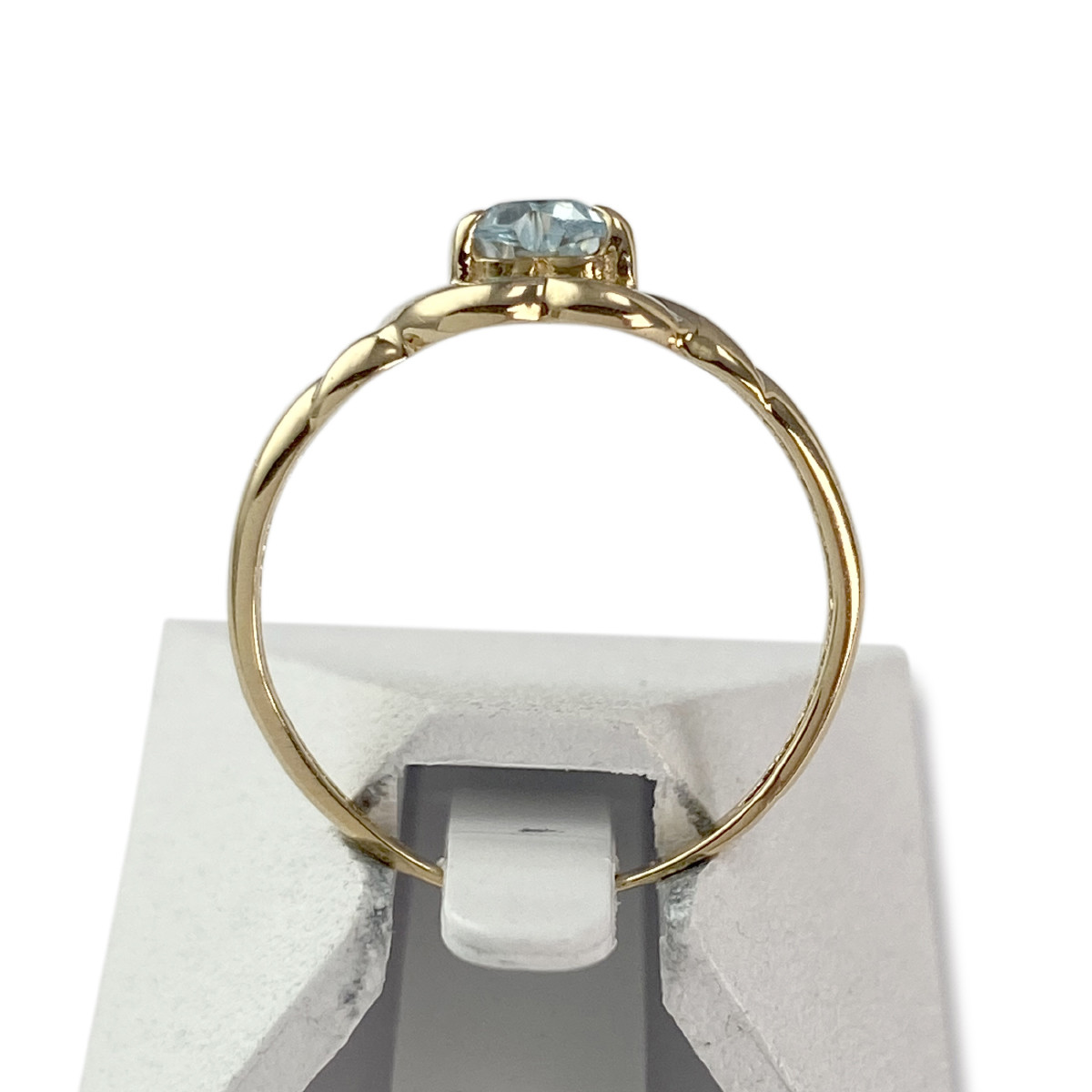 Bague d'occasion or 750 jaune topaze traitée sky blue coeur - vue 3