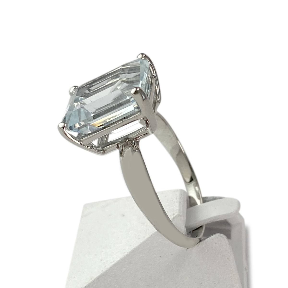 Bague d'occasion or 750 blanc aigue marine - vue 2