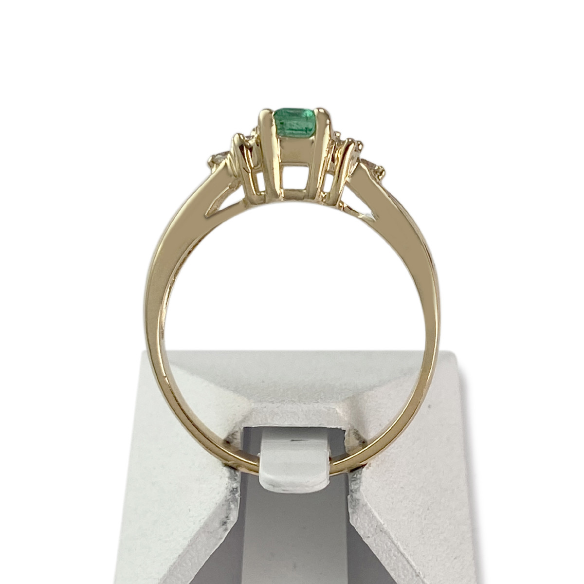 Bague d'occaison or 585 jaune émeraude diamants - vue 3