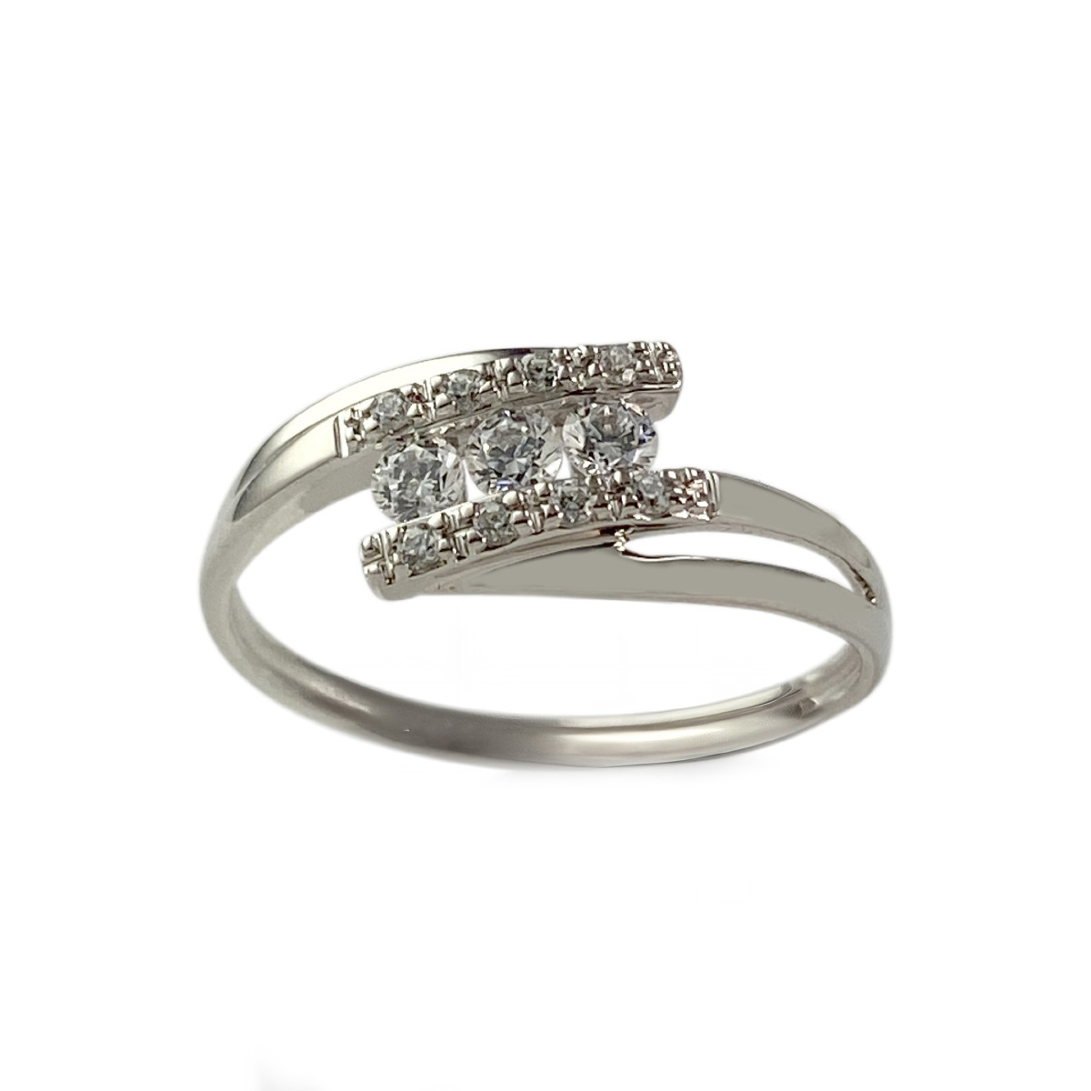 Bague d'occasion or 375 blanc zirconias
