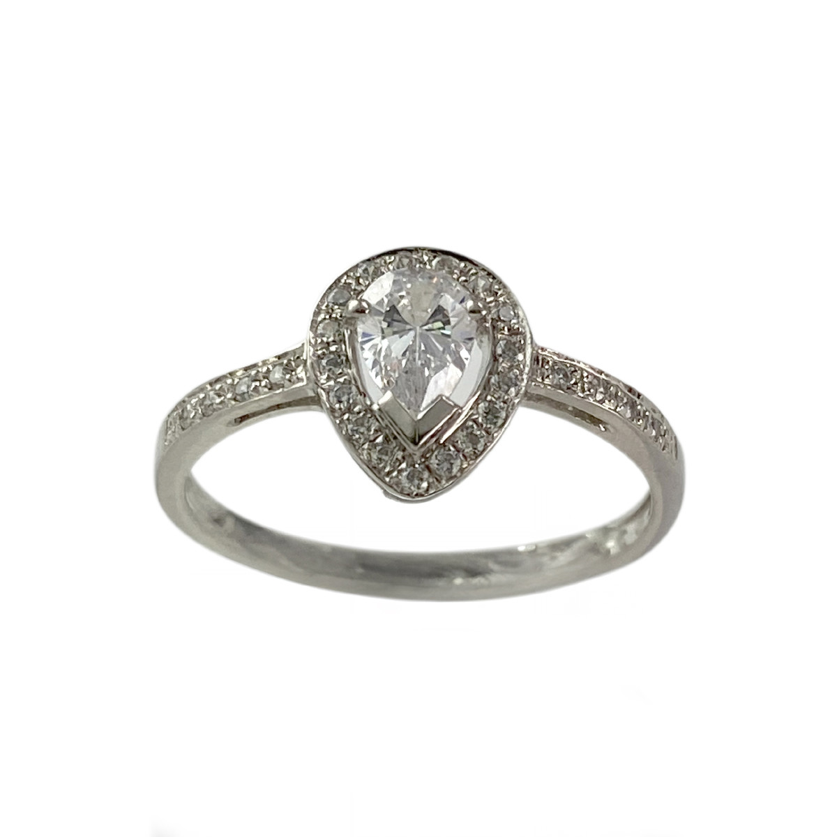 Bague d'occasion or 375 blanc zirconias