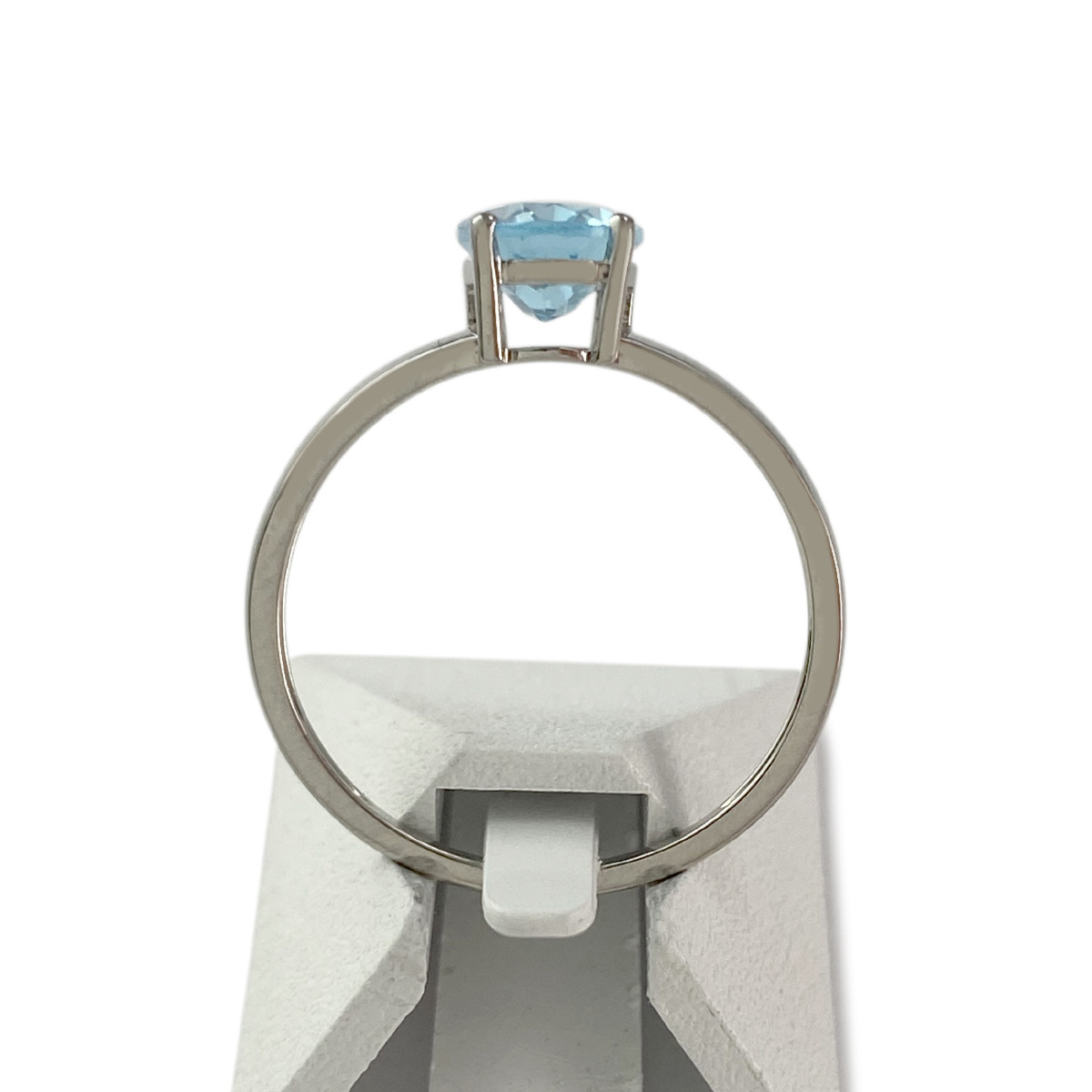 Bague d'occasion or 375 blanc topaze bleue traitée - vue 3