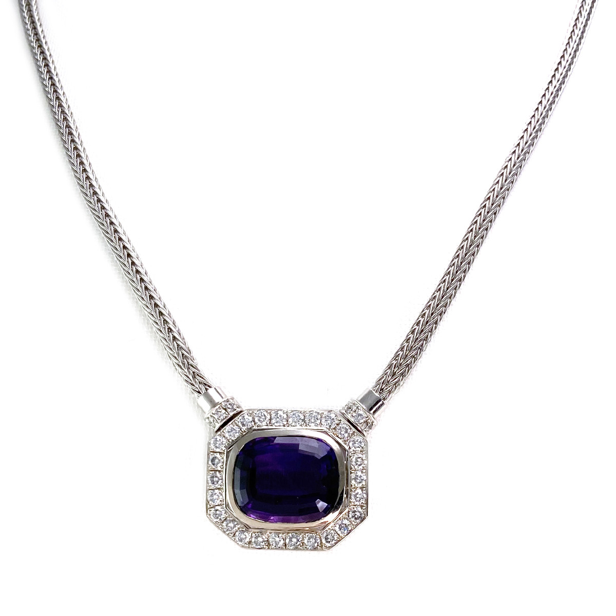 Collier d'occasion or 585 blanc maille fantaisie 39 cm