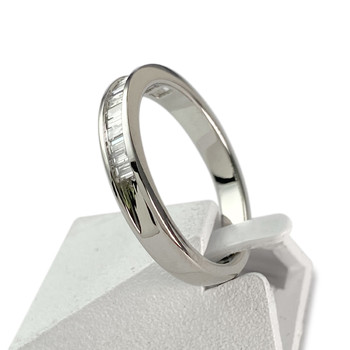 Bague demi tour d'occasion or 750 blanc diamants