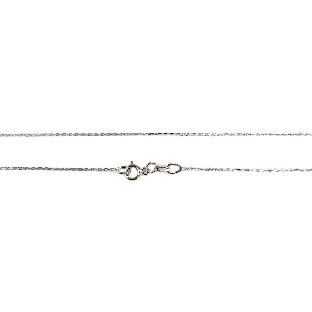Collier d'occasion or 375 blanc maille forçat saphir diamant 42 cm - vue 3
