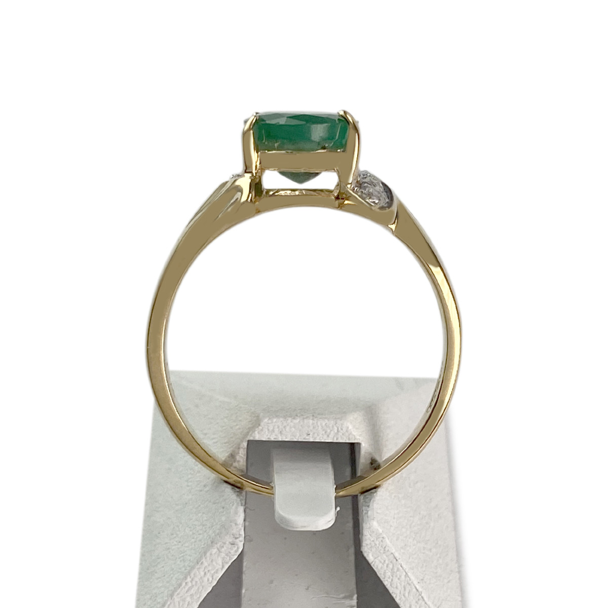Bague d'occasion or 585 2 tons émeraude diamants - vue 3