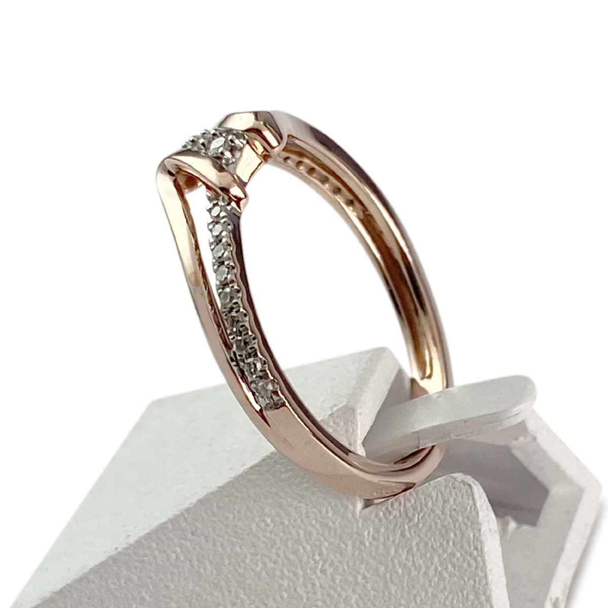 Bague d'occasion or 375 2 tons diamants - vue 2