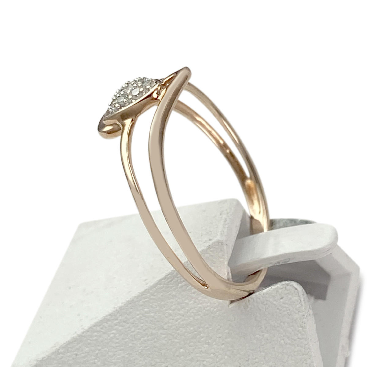 Bague d'occasion or 375 2 tons diamants - vue 2