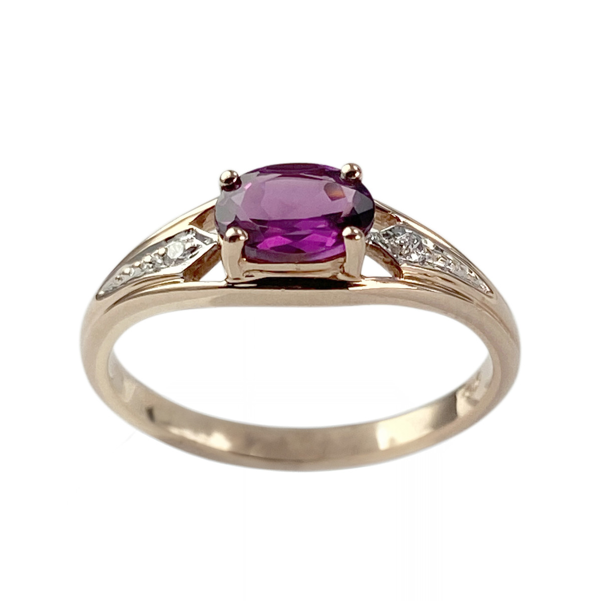 Bague d'occasion or 375 2 tons grenat rhodolite diamants