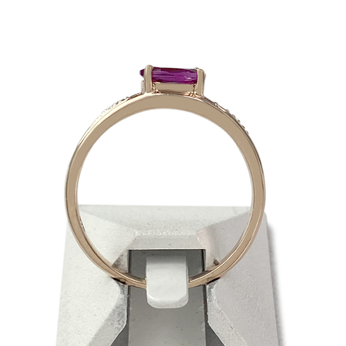 Bague d'occasion or 375 2 tons grenat rhodolite diamants - vue 3