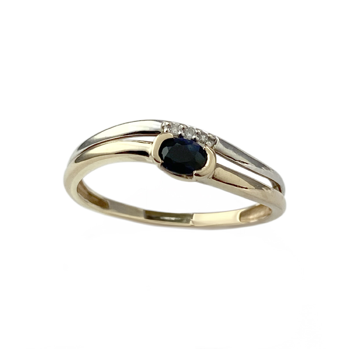 Bague d'occasion 2 ors 375 saphir diamants