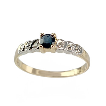 Bague d'occasion or 750 2 tons saphir diamants