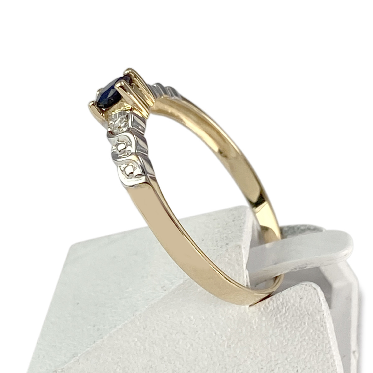 Bague d'occasion or 750 2 tons saphir diamants - vue 2