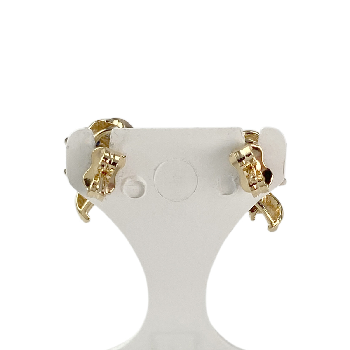 Boucles d'oreilles clous d'occasion or 750 jaune saphirs diamants - vue 3