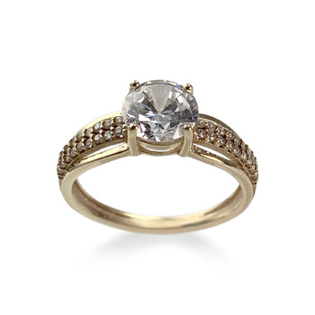 Bague d'occasion or 375 jaune zirconias