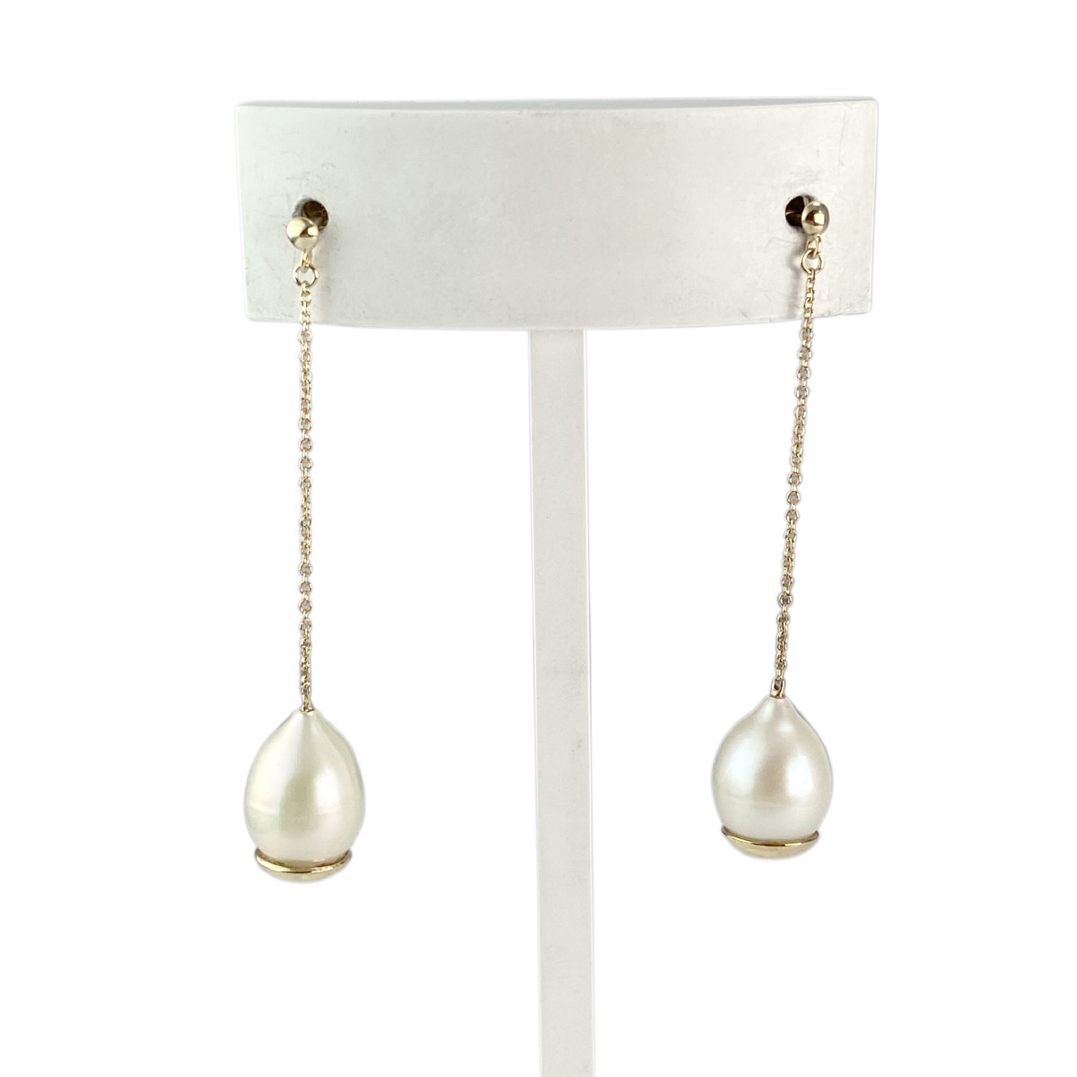 Boucles d'oreilles pendants or 375 jaune perles de culture de chine