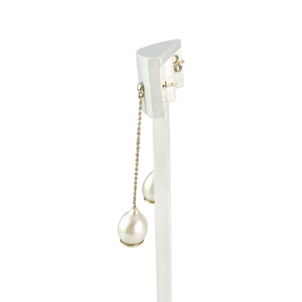 Boucles d'oreilles pendants or 375 jaune perles de culture de chine - vue 2
