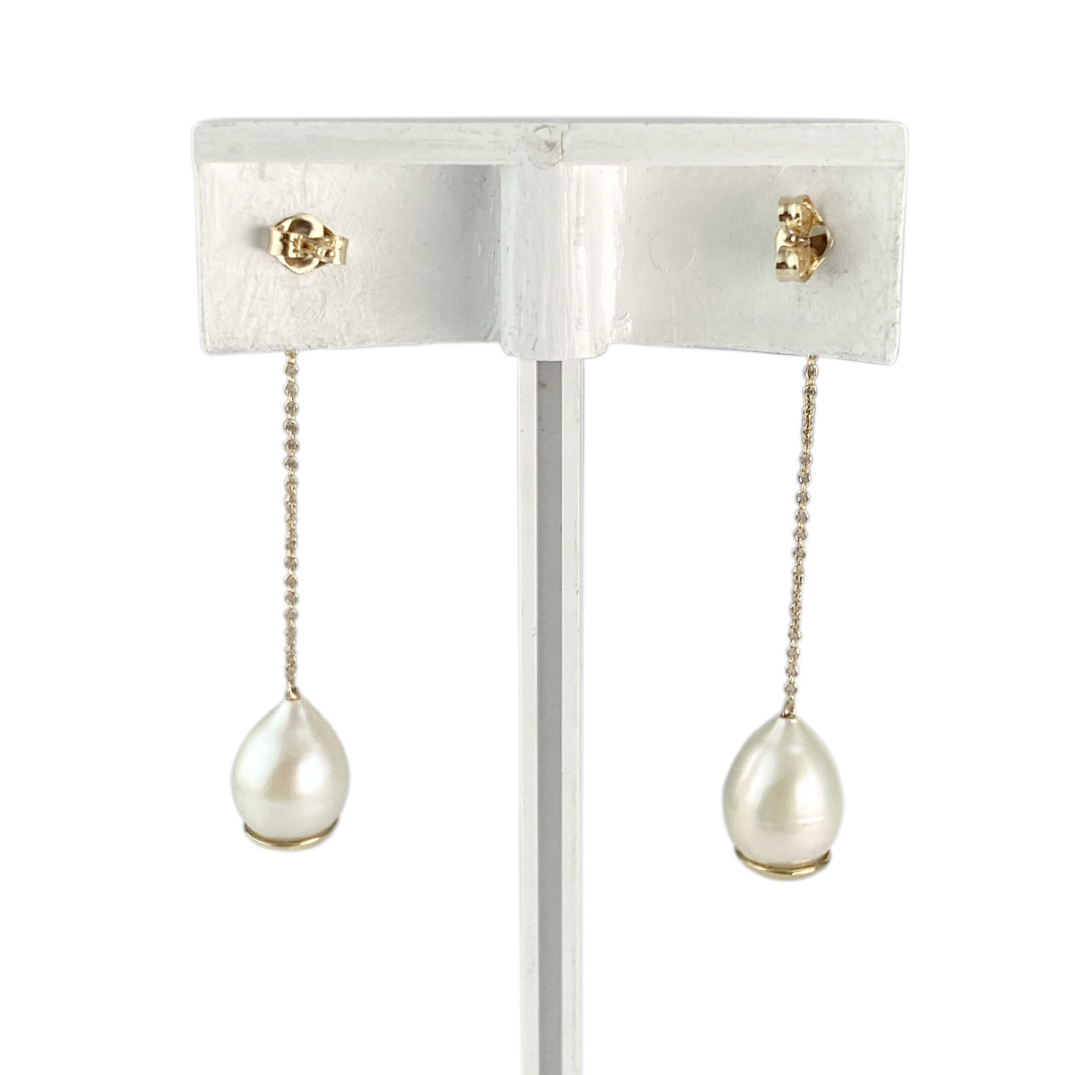 Boucles d'oreilles pendants or 375 jaune perles de culture de chine - vue 3