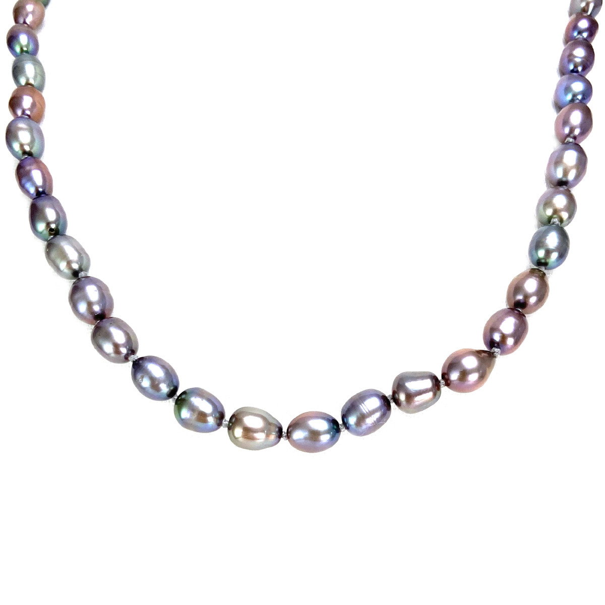 Collier d'occasion or 750 jaune perles de cultures teintées 43 cm