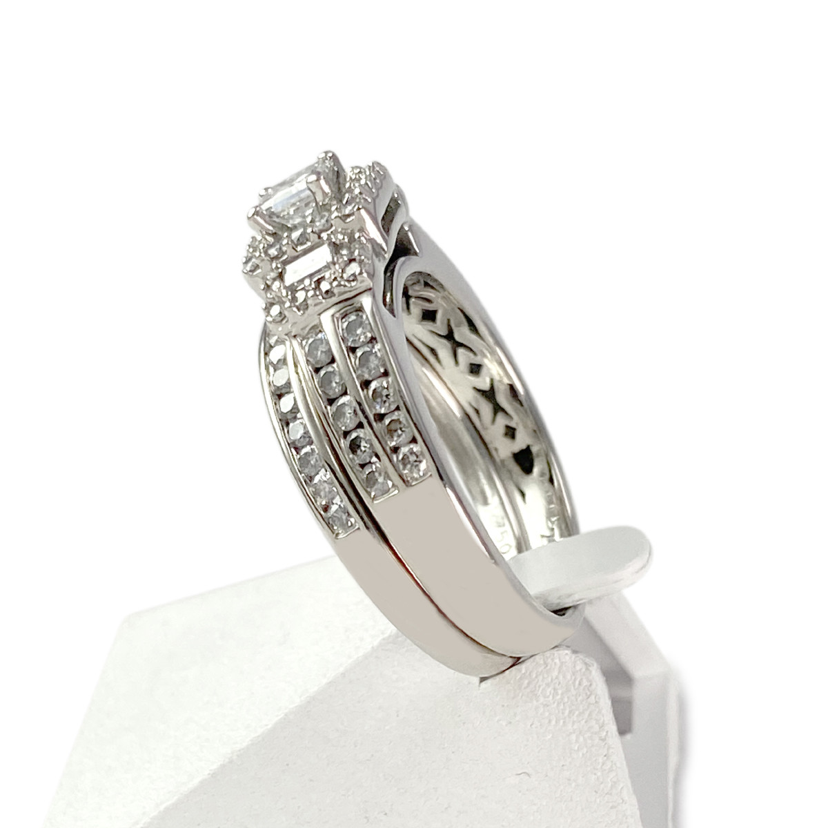 Duo bague d'occasion or 750 blanc diamants - vue 2