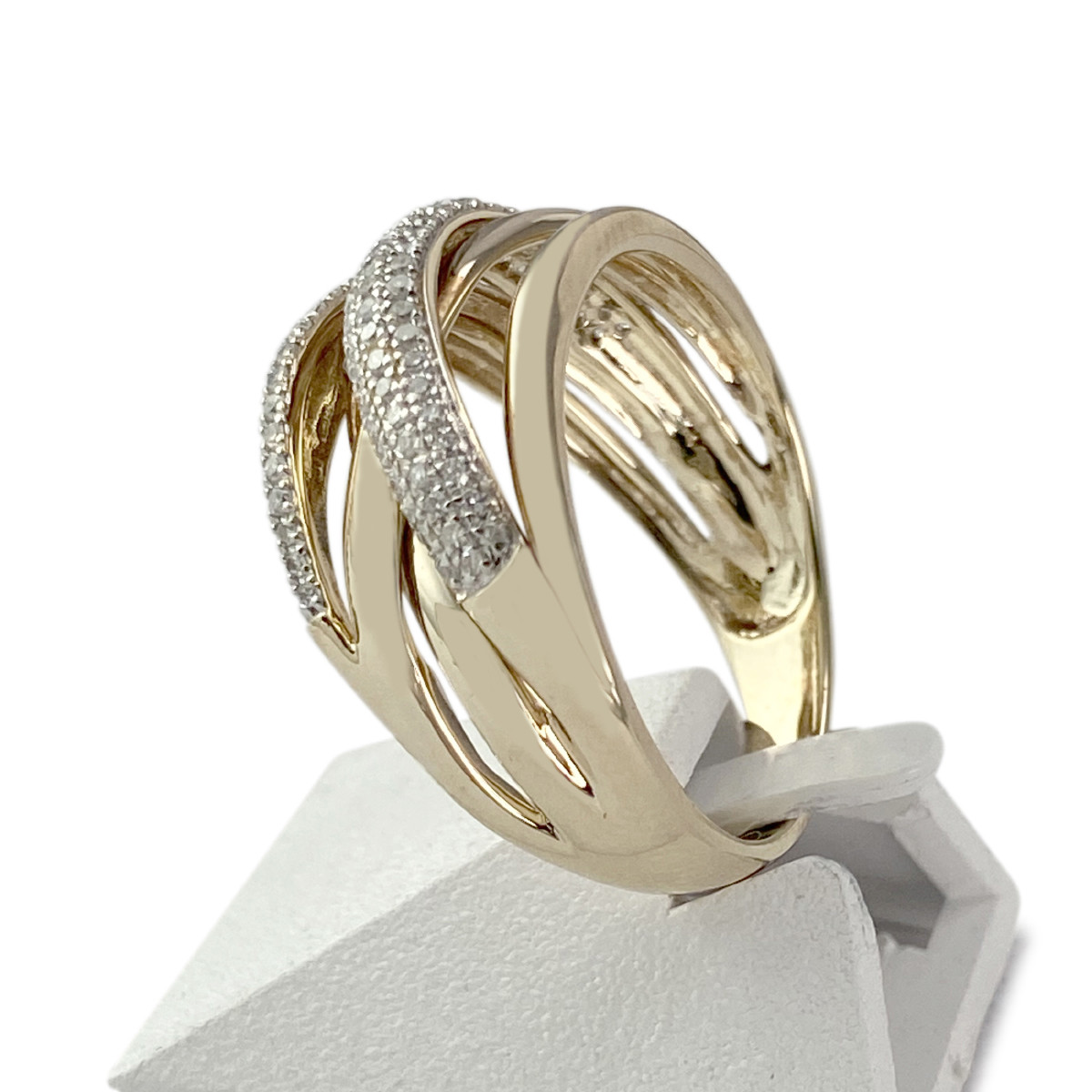 Bague d'occasion or 375 2 tons diamants - vue 2
