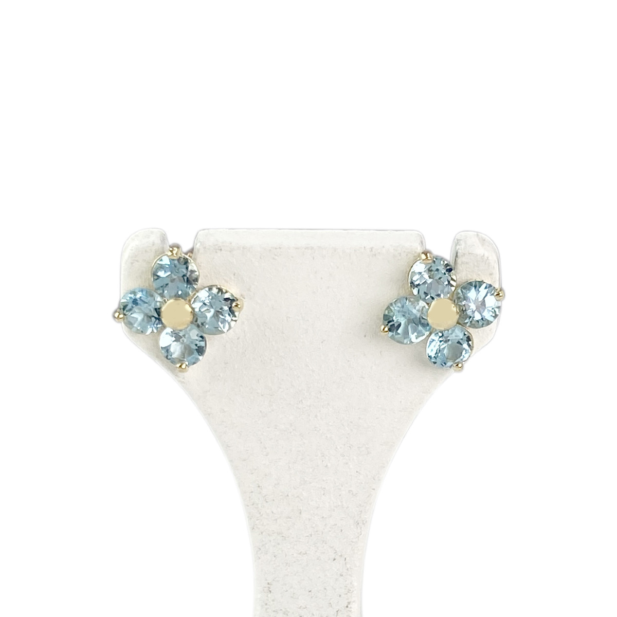 Boucles d'oreilles d'occaison or 585 jaune topazes bleues traitées