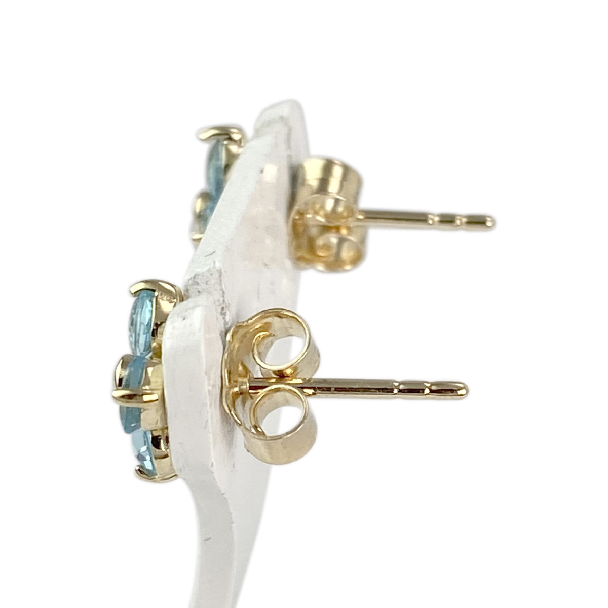 Boucles d'oreilles d'occaison or 585 jaune topazes bleues traitées - vue 2