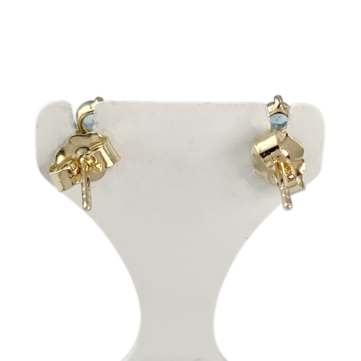 Boucles d'oreilles d'occaison or 585 jaune topazes bleues traitées - vue 3
