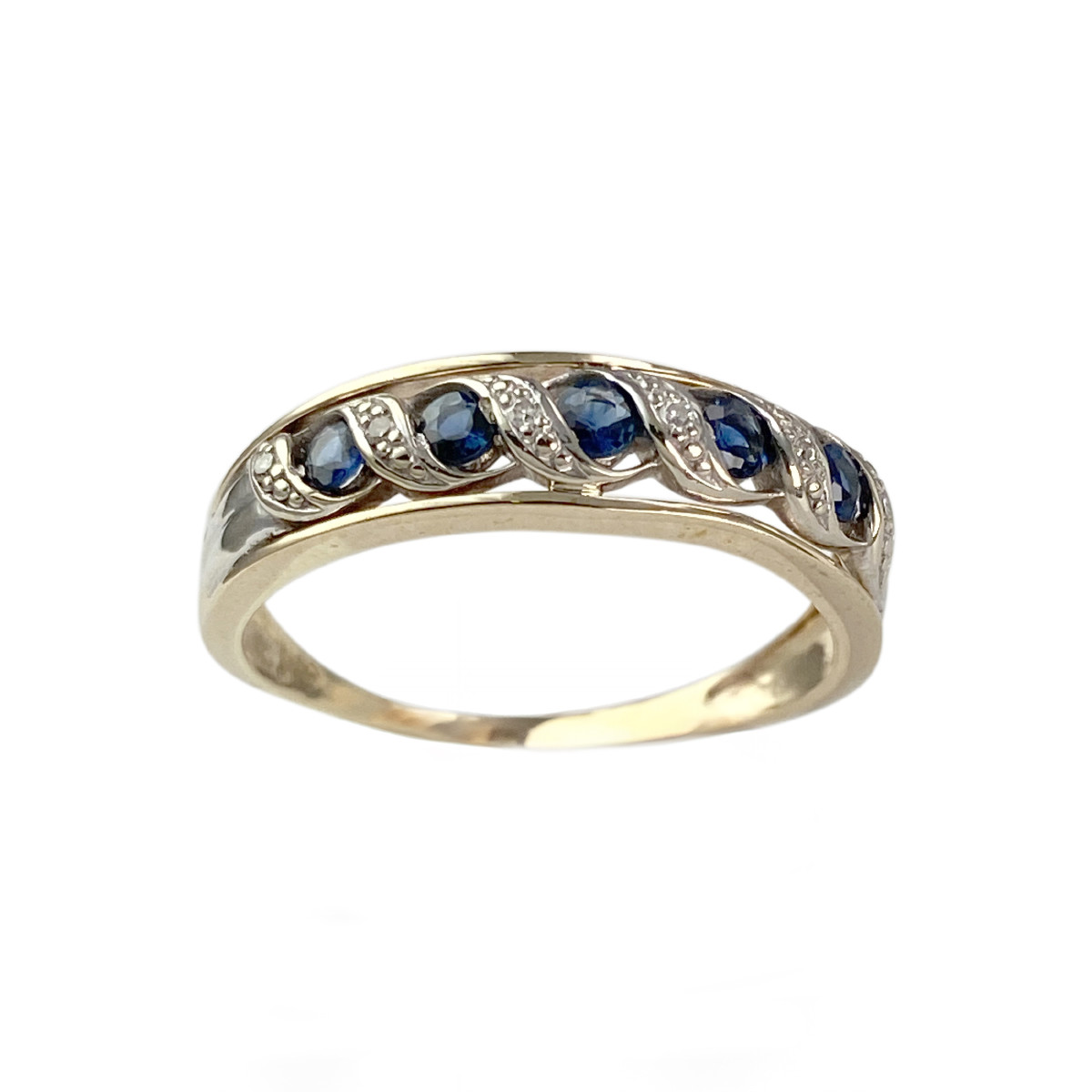 Bague d'occasion 2 ors 375 saphirs diamants