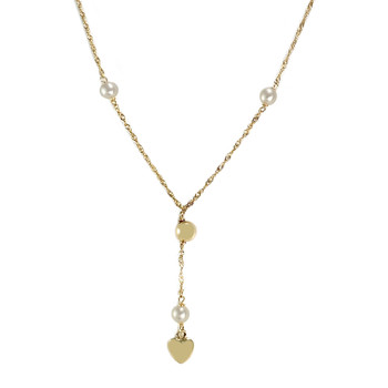 Collier d'occasion or 750 jaune maille torsadée perles de culture 43,5 cm