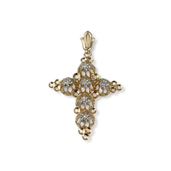 Second-hand cross pendant 2 gold 750 diamonds