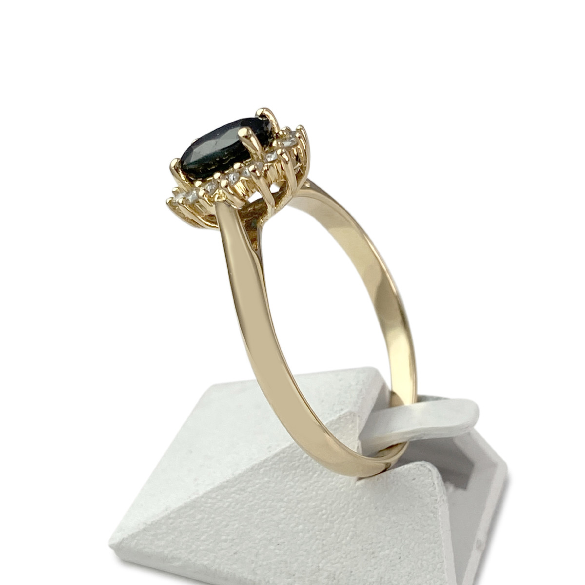Bague d'occasion or 750 jaune saphir diamants - vue 2