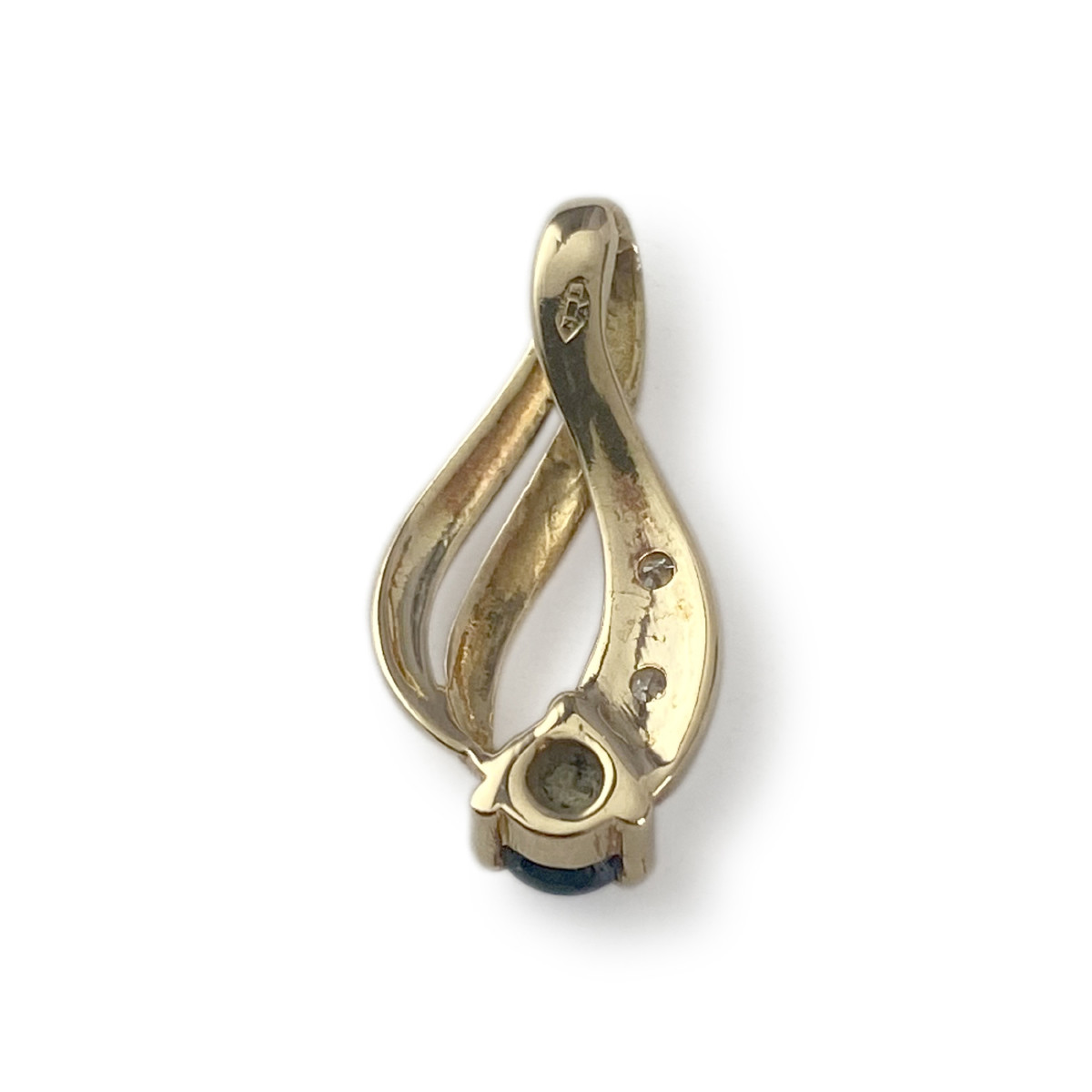Pendentif d'occasion or 750 2 tons saphir diamant - vue 2